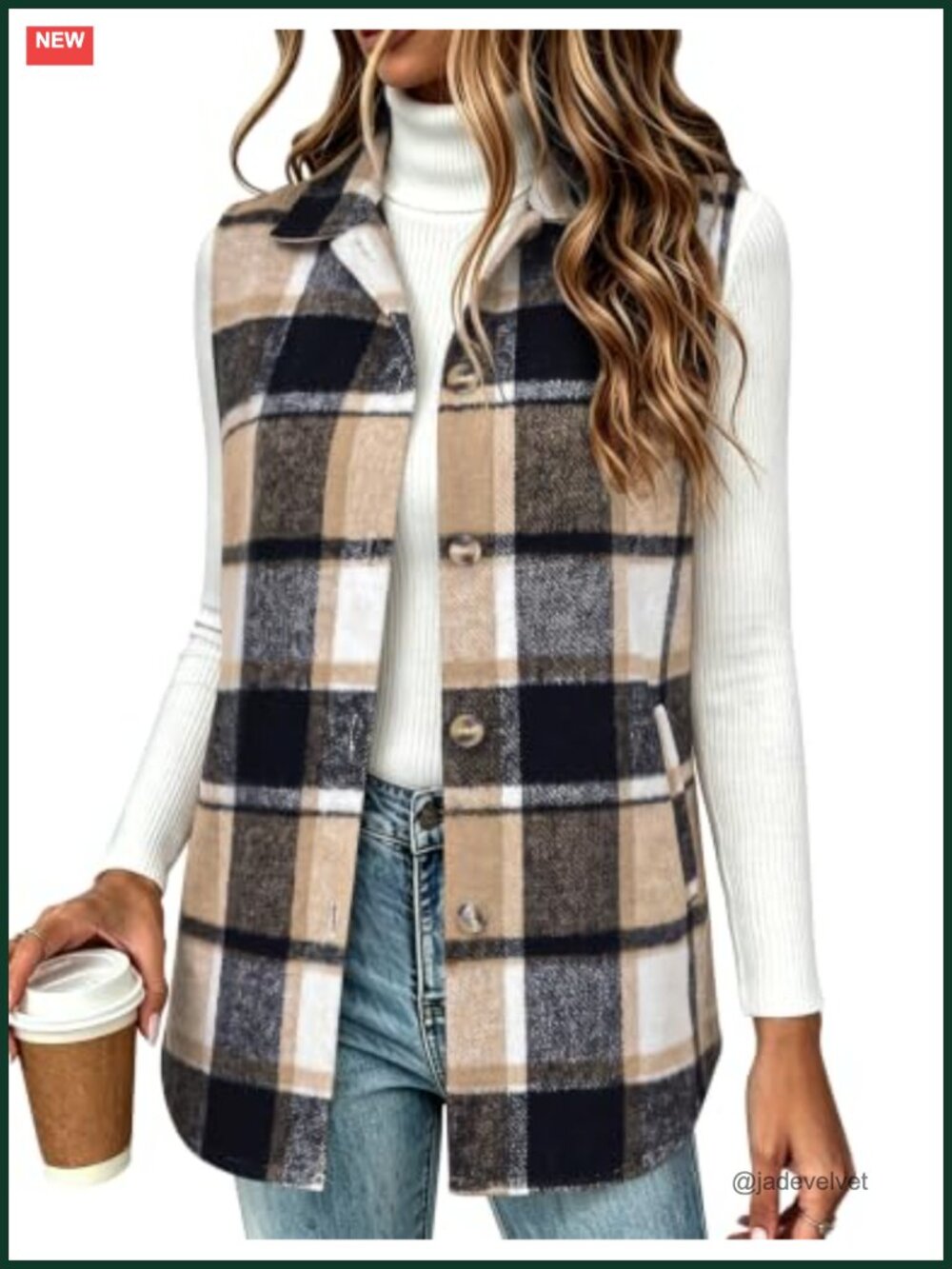Women's Plaid Flannel Sleeveless Vest Button Down Quilted